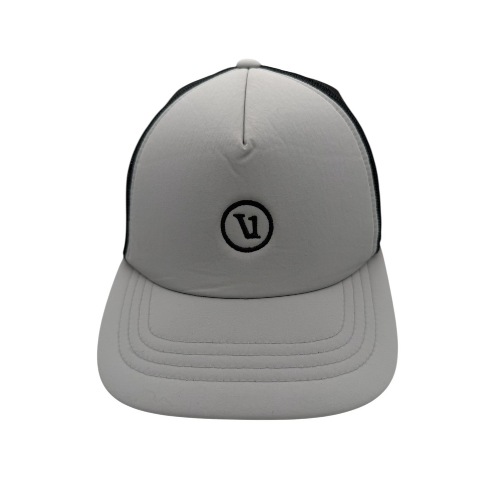 Vuori Inspired Foam Trucker Hat Salt White Black Mesh Adjustable Unisex